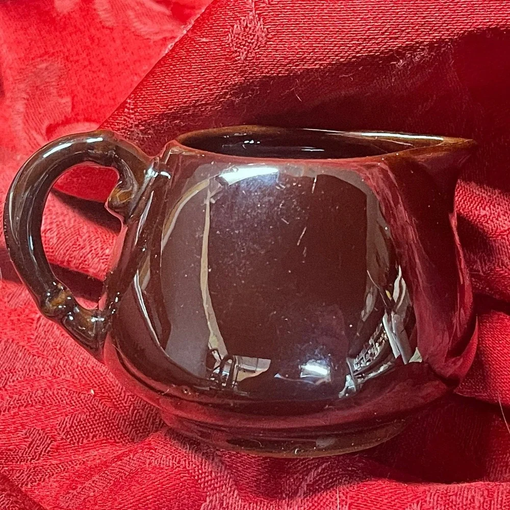Japanese Red-ware Lusterware Mini Jug Creamer Hand Painted Rooster Made in Japan